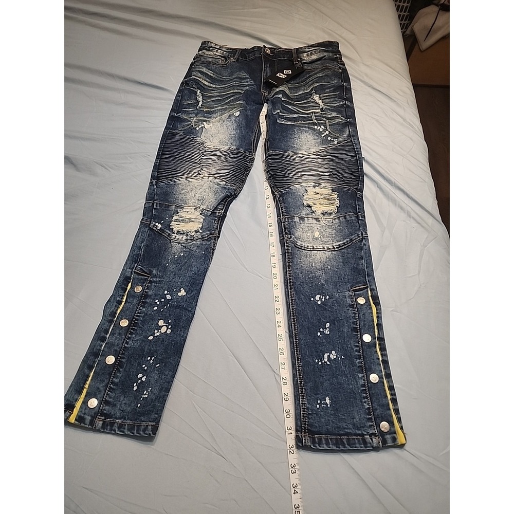 Create 2MRW Denim Paint Slim Taper Jeans Men's Size 34/32